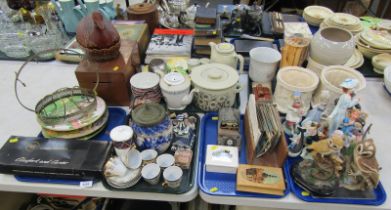 A group of Hornsea pottery, together with jardinieres, porcelain figures, postcards, costume jewelle