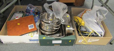 General household effects, to include pans, sieves, books, telephones, Panasonic CD player, etc. (3