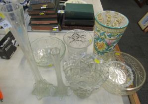 A group of moulded glassware, to include bowls, vases, etc., together with an Italian pottery vase o