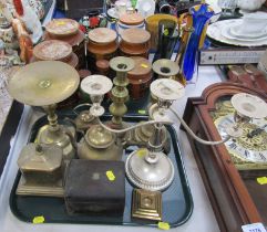 Various Hornsea pottery jars and covers, together with brassware, candlesticks, miniature teapot, ca