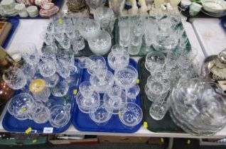 A group of glassware, to include drinking glasses, champagne flutes, liqueur glasses, tumblers, moul