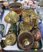 A set of FJ Thornton and Co Viking cast metal and brass kitchen scales, further brassware to include