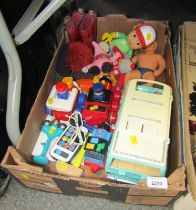 Various children's toys, to include Stretch Armstrong, Sylvanian Family camper van, moulded plastic