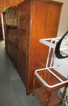 A mid century walnut and burr walnut lady's and gentleman's wardrobes (2)