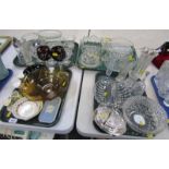 Various glass ware, to include two cranberry glass Bohemian hock glasses, sundae dishes, moulded gla