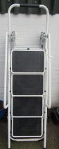 A metal multi positional step ladder, together with a step ladder. (2)