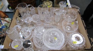 A group of glassware, to include an Edinburgh Crystal tankard, cut glass dishes, candlesticks, jugs,