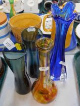 A group of coloured glassware, to include a Mdina glass vase, 27cm high, etc. (4)