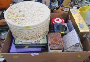 Various tins, to include Emma Bridgewater, Regency Ware cake tin, M&S Christmas and other tins, etc.