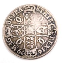 A Carlos II silver crown, dated 1679, 30.6g.