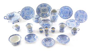 A collection of William Adams blue printed items, all copies of his known china pattern, to include