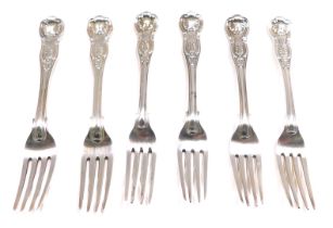 A set of six Victorian King's pattern table forks, initial engraved, Mary Chawner, London 1839, 20.2