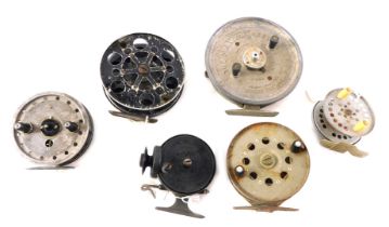 A collection of fishing reels, to include Allcocks, Young's Rapidex, Strike Right, etc.