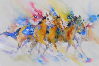 After Sheila Gill. A Winning Streak, race horses, artist signed limited edition print number 11/250,