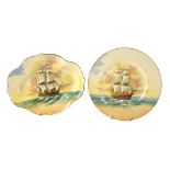 A Royal Doulton Famous Ships series dish, decorated with The Victory, impressed marks to underside,