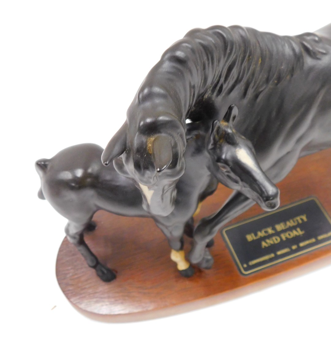 A Beswick Connoisseur model of Black Beauty and a foal, on a shaped base, 30cm wide. - Image 3 of 4