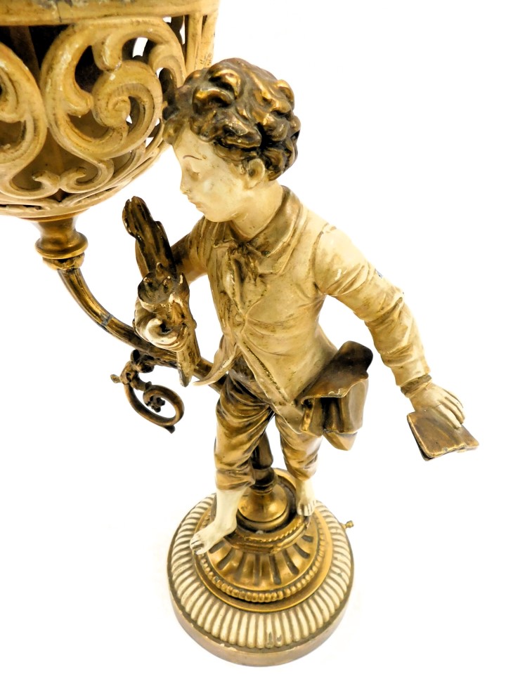 A 20thC Continental gilt and cream painted figural table lamp, with single fitting, 58cm high. (AF) - Image 3 of 4