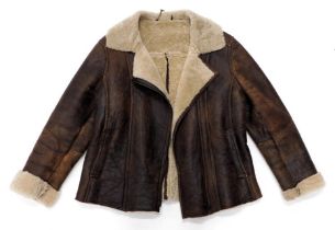 A niche leather and sheepskin flying jacket, size 16.