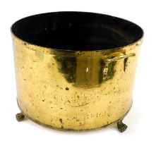 A brass effect two handled coal bucket, 34cm diameter.