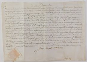 An early 18thC document or indenture, relating to church or chapel, in Latin, with seal mark.