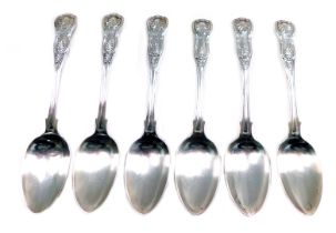 A matched set of six Victorian silver King's pattern dessert spoons, initial engraved, London 1839 a