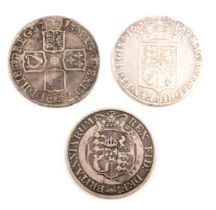Three 18th and 19thC silver crowns, comprising George III 1819, Anna 1713 and Gustav 1689, 43.1g all