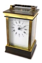 An Angelus brass carriage clock, of plain form, 16cm high.