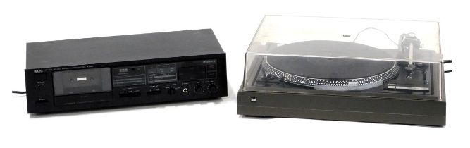 A Dual CS505-2 hi-fi turntable, boxed and with instructions, etc., and a Yamaha K220 stereo cassette