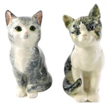 A ceramic Staffordshire Just Cats figure of a seated cat, and another inscribed R.Underwood, 22cm hi