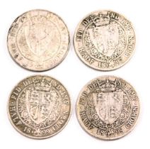 Four Victorian silver half crowns, comprising 1899, 1898, 1900 and 1897, 41.8g all in. (4)