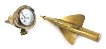 A brass Walker's Cherub III ship's log, fully marked with a white coloured enamel dial, etc., incomp