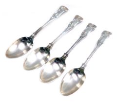 A set of four Victorian silver King's pattern tablespoons, initial engraved, Mary Chawner, London 18