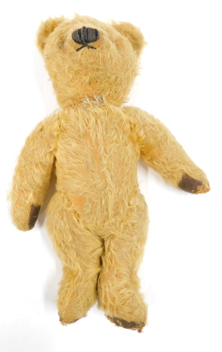 Two early to mid 20thC Teddy bears, another similar, and an early plastic and rubber doll (AF). - Image 4 of 5