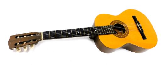 An Encore ENC36N acoustic guitar, 92cm long, and case.