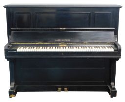 A C Bechstein of Berlin ebonised upright piano, over strung, serial number 99269/3199.