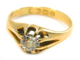 An 18ct gold diamond solitaire ring, with old cut diamond in a six claw setting, the stone approx 0.