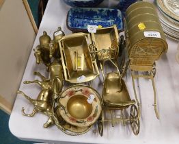 Various brasswares, comprising horses, carts, etc.