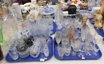 Various drinking glasses, liqueur glasses, wine glasses, condiment pot and cover, paperweight, etc.