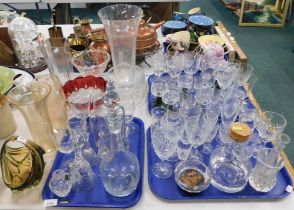 Various glassware, to include drinking glasses, vases, hand bells, Royal Doulton miniature vase, tri