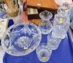 Cut glassware, to include decanter, two tumblers, bowl, etc. (1 tray)