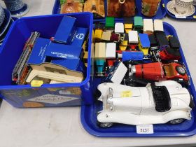 Diecast vehicles, comprising a Burago Alfa Romeo 2300 Spider, Fina Cameo Classics fire trucks, etc.