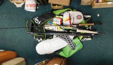 Various cricketing related items, to include bats, leg guards, golf clubs, etc. (a quantity)