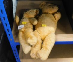 Two blonde plush jointed Teddy bears.