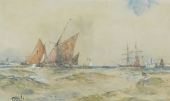 Thomas Bush Hardy (1842-1897). Shipping in coastal waters, watercolour, signed, 23cm x 38cm.