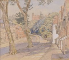 Edith Bessell (20thC). Street scene, watercolour, signed, 23cm x 26cm Label verso Francis Iles Galle