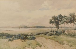 After Thomas Pyne (1843-1935). Country landscape, coloured print dated 1891, 25cm x 38cm.