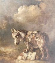 19thC School. Pony and dog, oil on canvas, 48cm x 40cm.