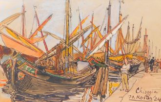 Jo Koster van Hattum (1869-1944). Chioggia, watercolour, signed and dated (19)24, 9cm x 14cm.