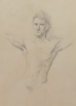 Henry Rayner (1902-1957). Life study of a man, pencil drawing, 20cm x 15.5cm.