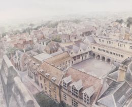 Jane Carpanini (b.1949). The School Cloisters, Oundle, artist signed limited edition coloured print,